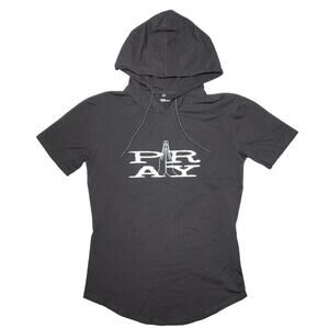 Roots Collection PRAY Short Sleeve Hoodie SIZE M Black Pullover Activewear